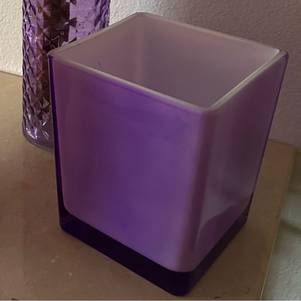Teleflora square purple/Lavender vase and/or planter. 4.75”